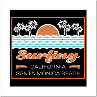 Surfing California Santa Monica Posters and Art